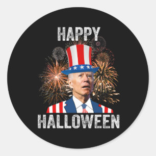 Halloween Funny Happy 4th Of July Anti Joe Biden  Classic Round Sticker