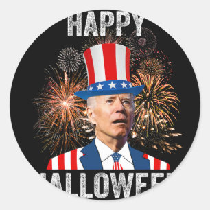 Halloween Funny Happy 4th Of July Anti Joe Biden Classic Round Sticker