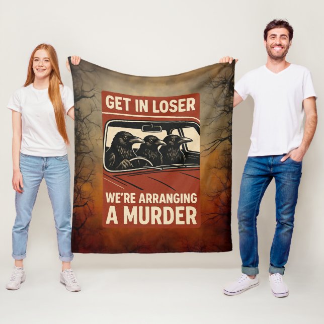 Halloween Funny Murder Of Crows Fleece Blanket (In Situ)