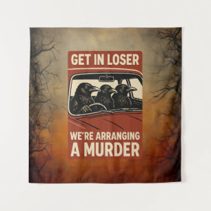 Halloween Funny Murder Of Crows Retro Get Tapestry