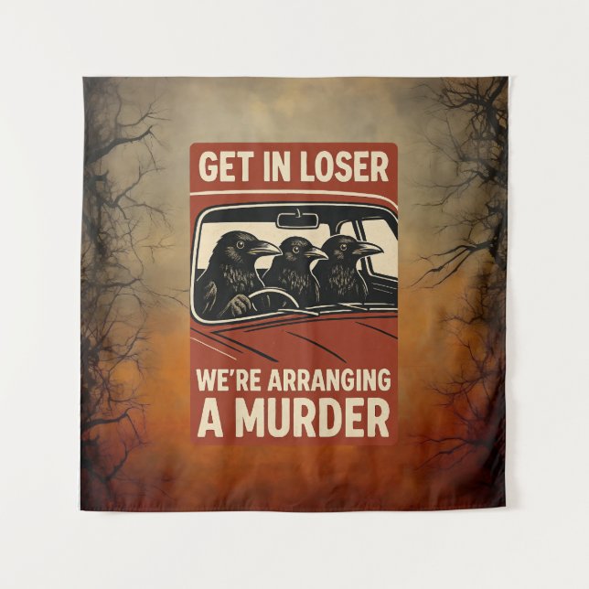 Halloween Funny Murder Of Crows Retro Get Tapestry (Front)