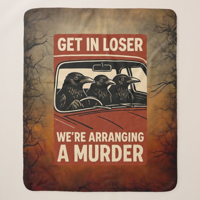 Halloween Funny Murder Of Crows Sherpa Blanket (Front)