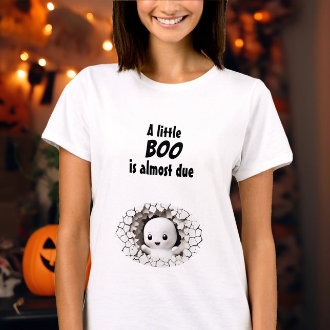 Halloween Funny Peeking Ghost Baby Announcement T-Shirt (Halloween Funny Peeking Ghost Baby Announcement T-Shirt)
