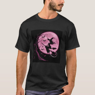 Halloween Funny Pink Moon Witch Spooky Scary T Shi T-Shirt