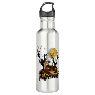 Halloween funny pumpkin with owl 710 ml water bottle