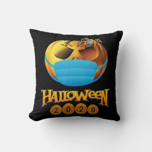 Halloween Funny Scary Pumpkin And Spider With Mask Cushion