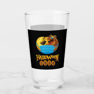 Halloween Funny Scary Pumpkin And Spider With Mask Glass