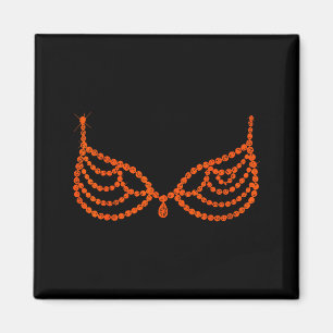 Halloween Funny Showgirl Orange Crystal Bra Lazy C Magnet