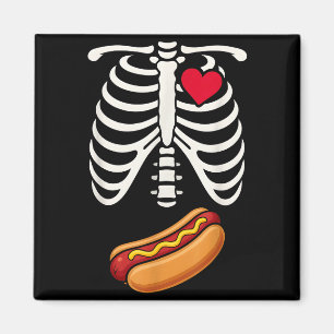 Halloween Funny Skeleton Ribcage Hotdog Food Lover Magnet