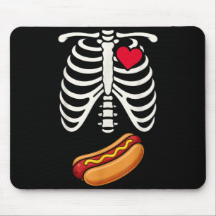 Halloween Funny Skeleton Ribcage Hotdog Food Lover Mouse Pad