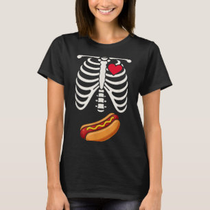 Halloween Funny Skeleton Ribcage Hotdog Food Lover T-Shirt