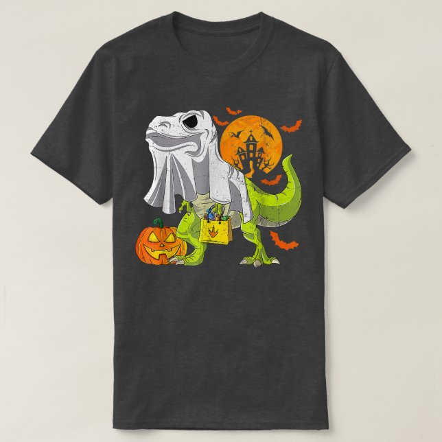 Halloween Funny Skeleton Riding Mommy Dinosaur T r T-Shirt (Design Front)