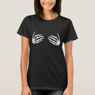 Halloween Funny Skelton  Bra hands T-Shirt