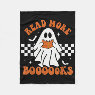 Halloween Funny Teacher Cute Booooks Ghost Read Mo Fleece Blanket