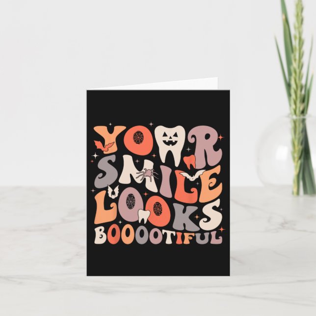 Halloween Funny Teeth Dentist Ghost Your Smile Loo Card (Front)