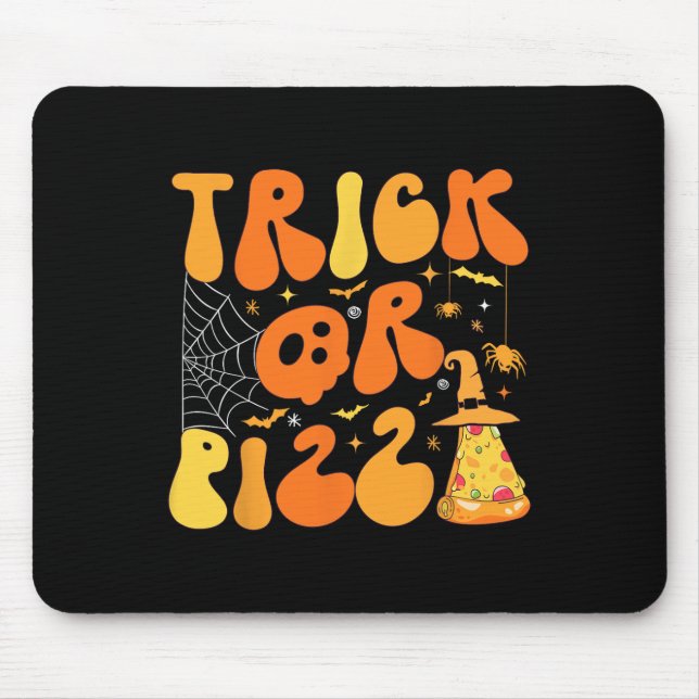 Halloween Funny Trick or Pizza Scary Ghost Deco Gr Mouse Pad (Front)