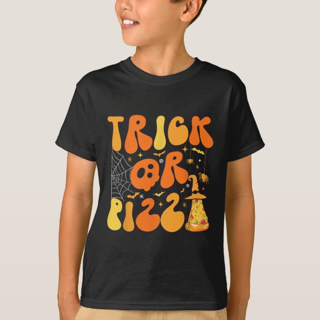 Halloween Funny Trick or Pizza Scary Ghost Deco Gr T-Shirt (Front)
