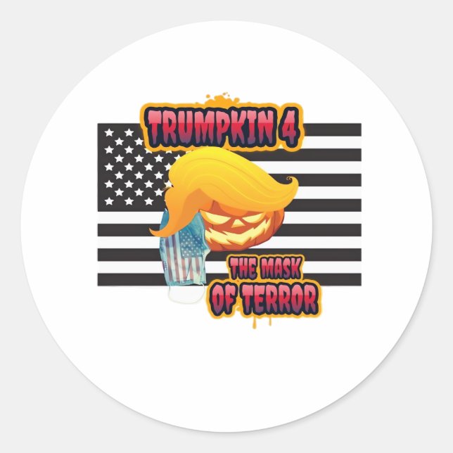 Halloween Funny Trumpkin Classic Classic Round Sticker (Front)