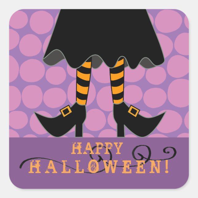 Halloween Funny Witch Legs Square Sticker (Front)