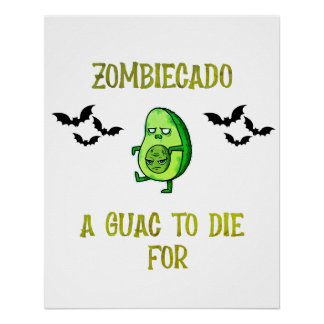 Halloween Funny Zombie Avocado Poster 