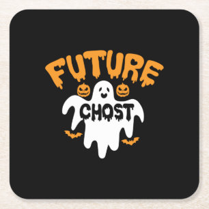 Halloween Future Chost Birthday Square Paper Coaster