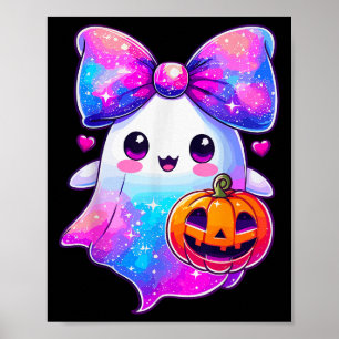 Halloween Galaxy Colours Ghost Pumpkin Coquette Bo Poster