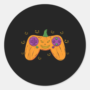 Halloween Gamer Costume Scary Pumpkin Mens Boys Vi Classic Round Sticker