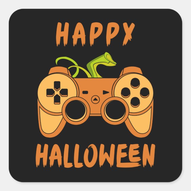 Halloween Gamer, Happy Halloween Gaming Square Sticker (Front)