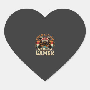 Halloween Gamer King Retro Controller Design Heart Sticker