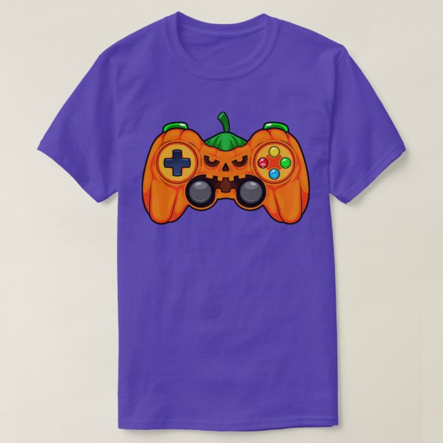 Halloween Gamer Pumpkin Controller Video Gamer Kid T-Shirt (Design Front)