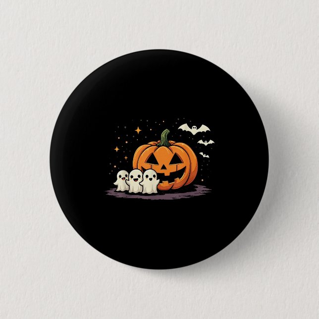 Halloween Gamer Pumpkin Eating Ghost Costume Men B 6 Cm Round Badge (Front)