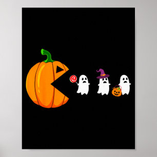 Halloween Gamer Pumpkin Eating Ghost Costume Men B Poster