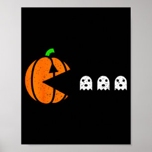Halloween Gamer Pumpkin Eating Ghost Costume Men B Poster