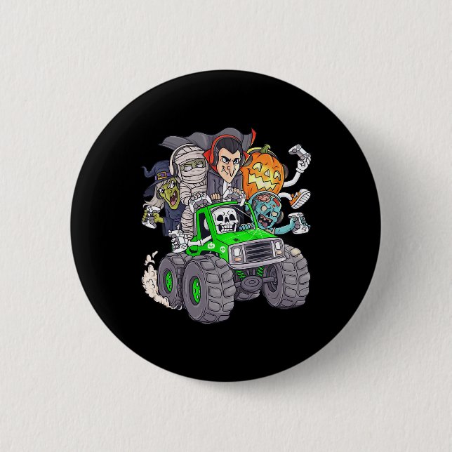 Halloween Gamer Skeleton Zombie Monster Truck Boys 6 Cm Round Badge (Front)