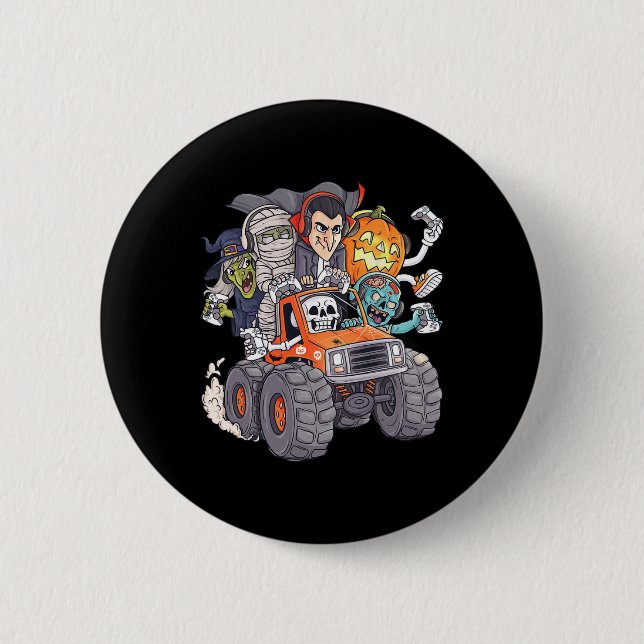 Halloween Gamer Skeleton Zombie Monster Truck Boys 6 Cm Round Badge (Front)