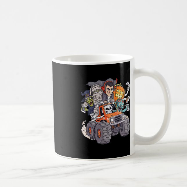 Halloween Gamer Skeleton Zombie Monster Truck Boys Coffee Mug (Right)