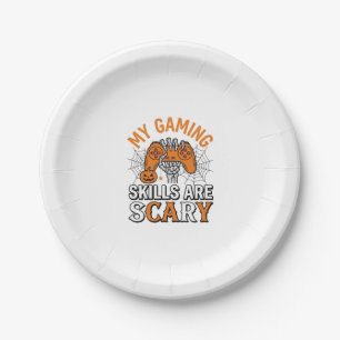 Halloween Gamer Skills Are Scary Vintage Shirt Des Paper Plate