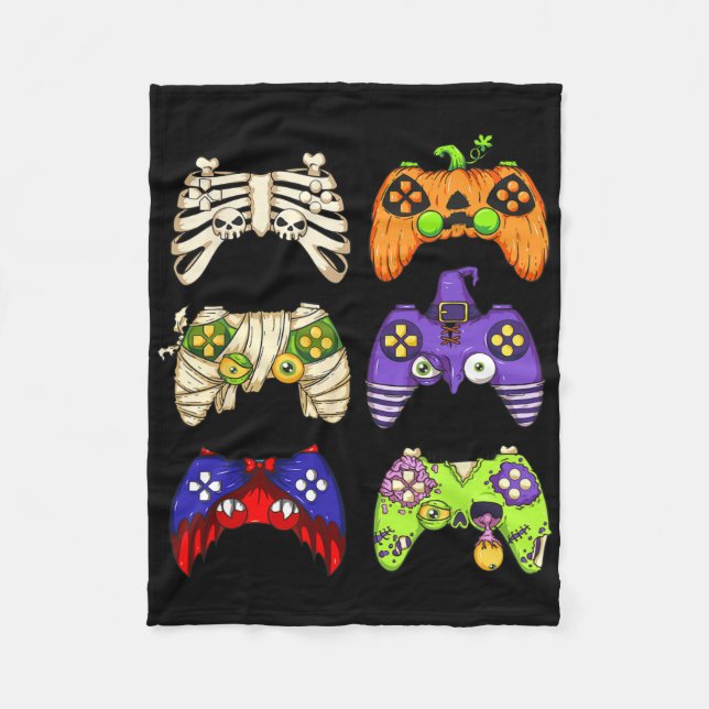 Halloween Gaming Controller Men Boys Kids Gamer Ha Fleece Blanket (Front)