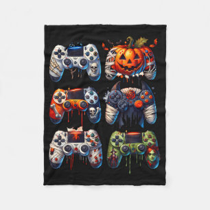Halloween Gaming Controllers Mummy Skeleton Zombie Fleece Blanket