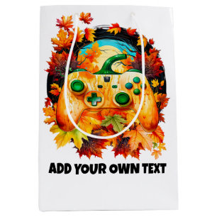 Halloween Gaming, Pumpkin Controller, Orange Fall Medium Gift Bag
