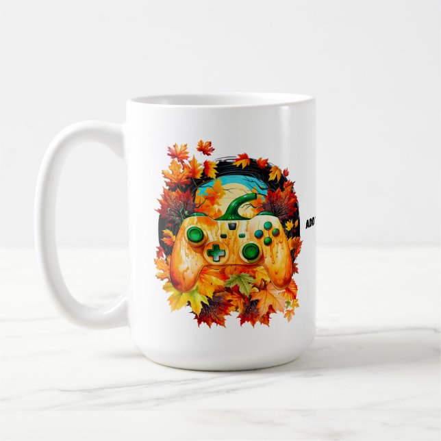 Halloween Gaming, Pumpkin Controller, Orange Green Coffee Mug (Left)