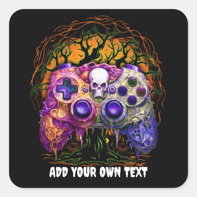 Halloween Gaming, Spooky Controller, Video Gamer Square Sticker (Front)