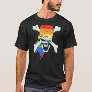Halloween Gay Butt Pirate Scary Jolly Roger Rainbo T-Shirt
