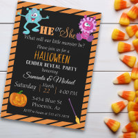 Halloween Gender Baby Reveal Party Monster Orange