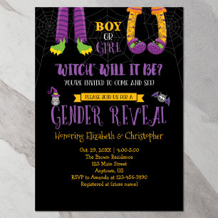 Halloween Gender Reveal Baby Shower Invitation