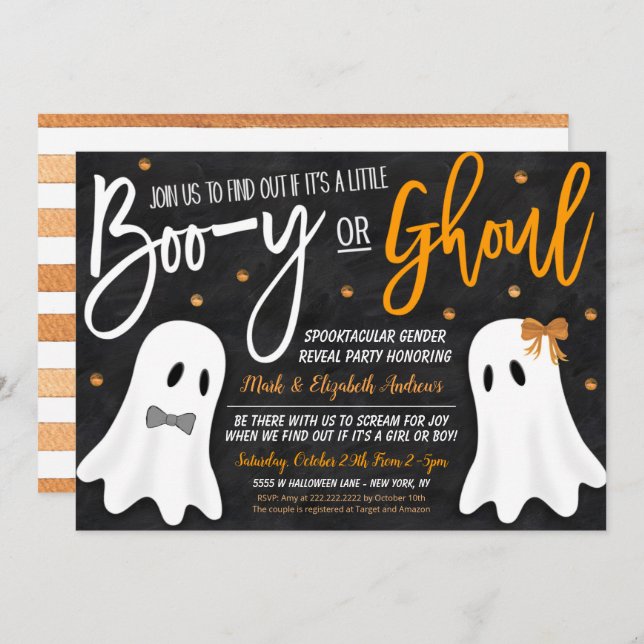 Halloween Gender Reveal Ghost Invitation (Front/Back)