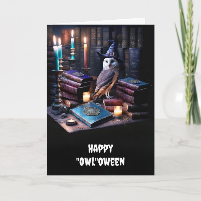 Halloween General with Owl Mystical Magical Books Card (Front)