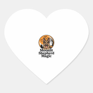 Halloween German Shepherd Spooky Moon Dog Lover Sh Heart Sticker