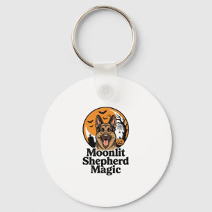 Halloween German Shepherd Spooky Moon Dog Lover Sh Key Ring