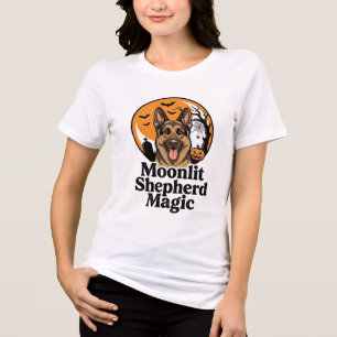 Halloween German Shepherd Spooky Moon Dog Lover Sh Tri-Blend Shirt